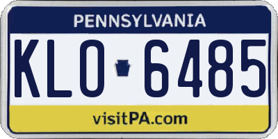 PA license plate KLO6485