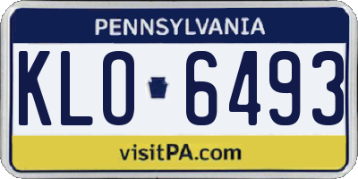 PA license plate KLO6493