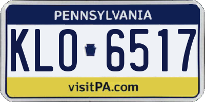 PA license plate KLO6517