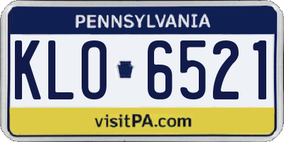 PA license plate KLO6521