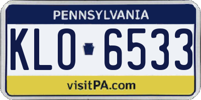 PA license plate KLO6533