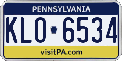 PA license plate KLO6534