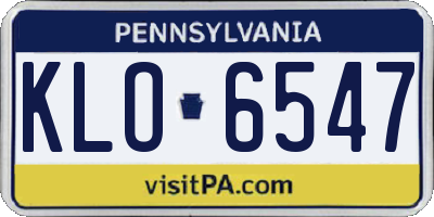 PA license plate KLO6547