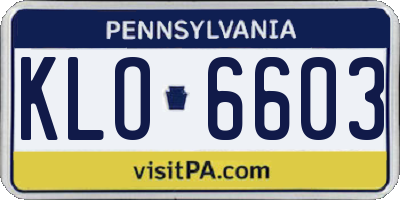 PA license plate KLO6603
