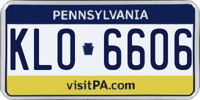 PA license plate KLO6606