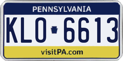 PA license plate KLO6613