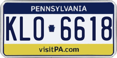 PA license plate KLO6618