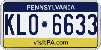 PA license plate KLO6633
