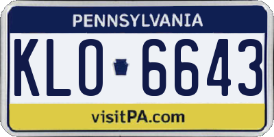 PA license plate KLO6643