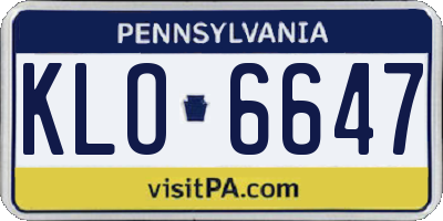 PA license plate KLO6647