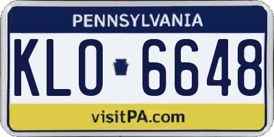 PA license plate KLO6648