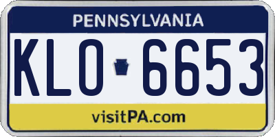 PA license plate KLO6653