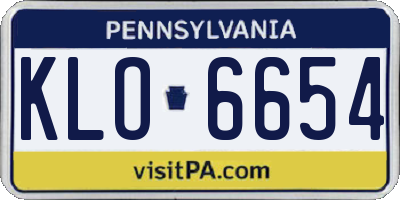 PA license plate KLO6654