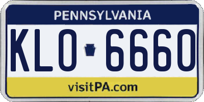 PA license plate KLO6660
