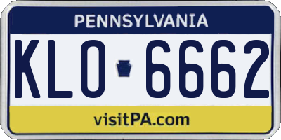 PA license plate KLO6662