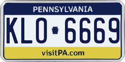 PA license plate KLO6669