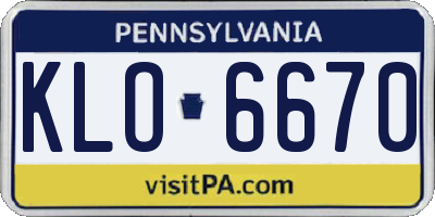 PA license plate KLO6670