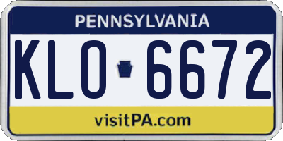 PA license plate KLO6672