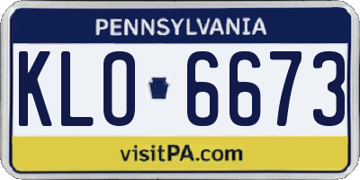 PA license plate KLO6673