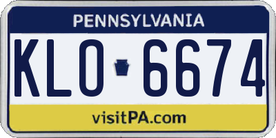 PA license plate KLO6674