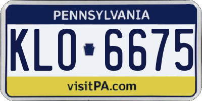 PA license plate KLO6675
