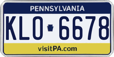PA license plate KLO6678
