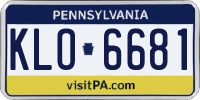 PA license plate KLO6681