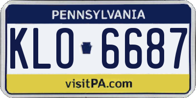PA license plate KLO6687