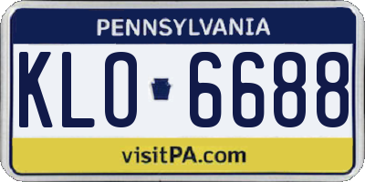 PA license plate KLO6688
