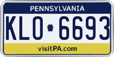 PA license plate KLO6693