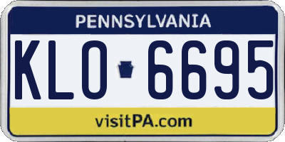PA license plate KLO6695