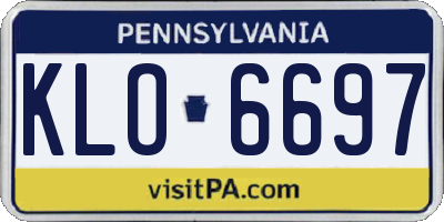 PA license plate KLO6697