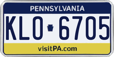 PA license plate KLO6705
