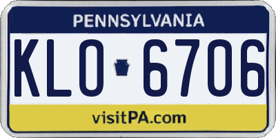 PA license plate KLO6706
