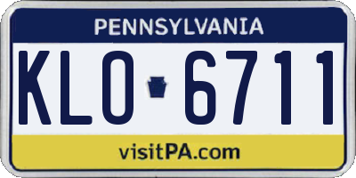 PA license plate KLO6711