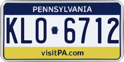 PA license plate KLO6712
