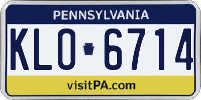 PA license plate KLO6714