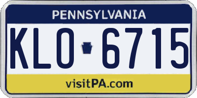 PA license plate KLO6715