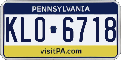 PA license plate KLO6718