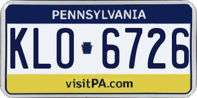 PA license plate KLO6726