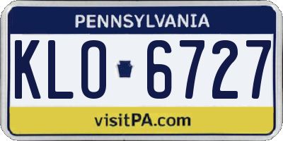 PA license plate KLO6727