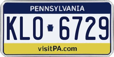 PA license plate KLO6729