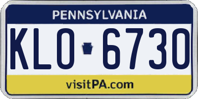 PA license plate KLO6730