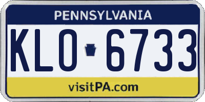 PA license plate KLO6733