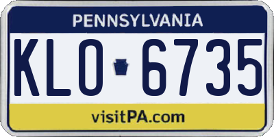 PA license plate KLO6735