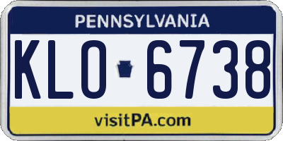 PA license plate KLO6738