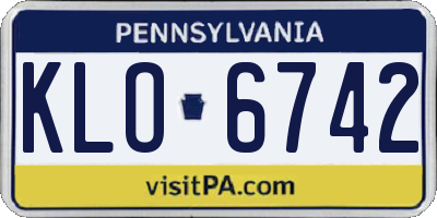 PA license plate KLO6742