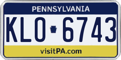 PA license plate KLO6743