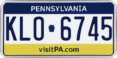 PA license plate KLO6745