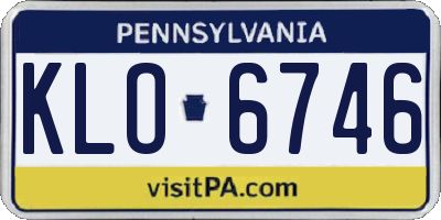 PA license plate KLO6746